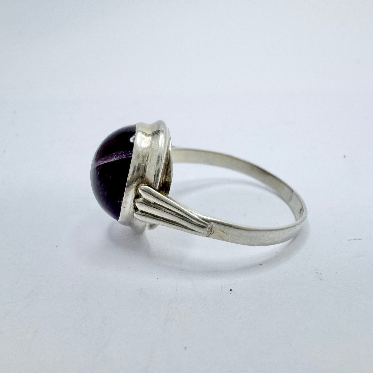 Swedish Import 1960s. Solid Silver Pale Amethyst Ring.
