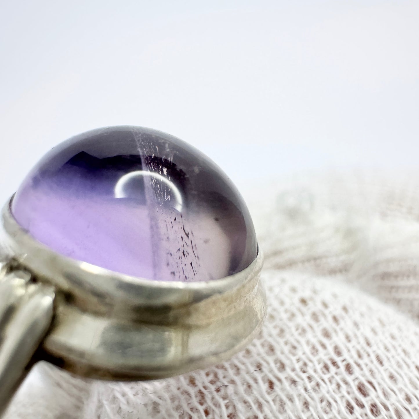 Swedish Import 1960s. Solid Silver Pale Amethyst Ring.