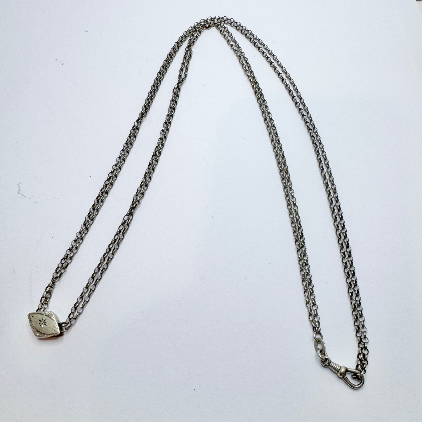 Germany c 1900. Antique Solid Silver Muff Chain Necklace.
