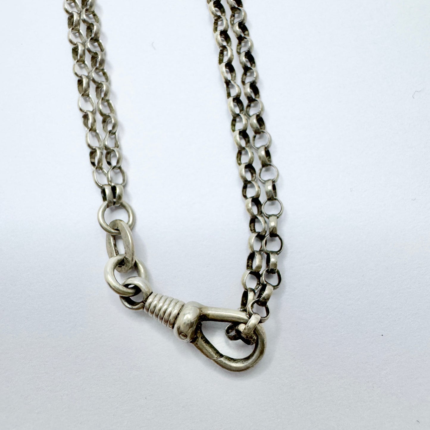 Germany c 1900. Antique Solid Silver Muff Chain Necklace.