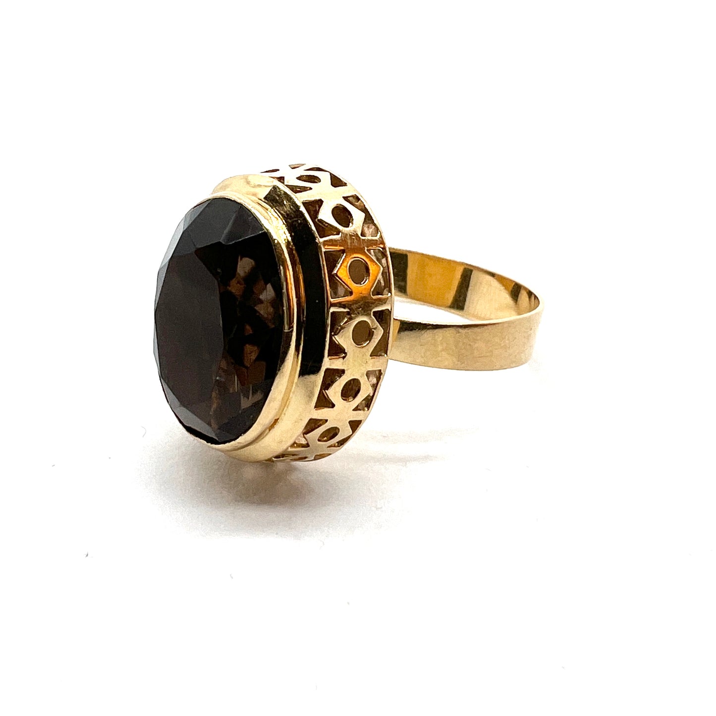 Finland 1960-70s Vintage 18k Gold Smoky Quartz Ring.