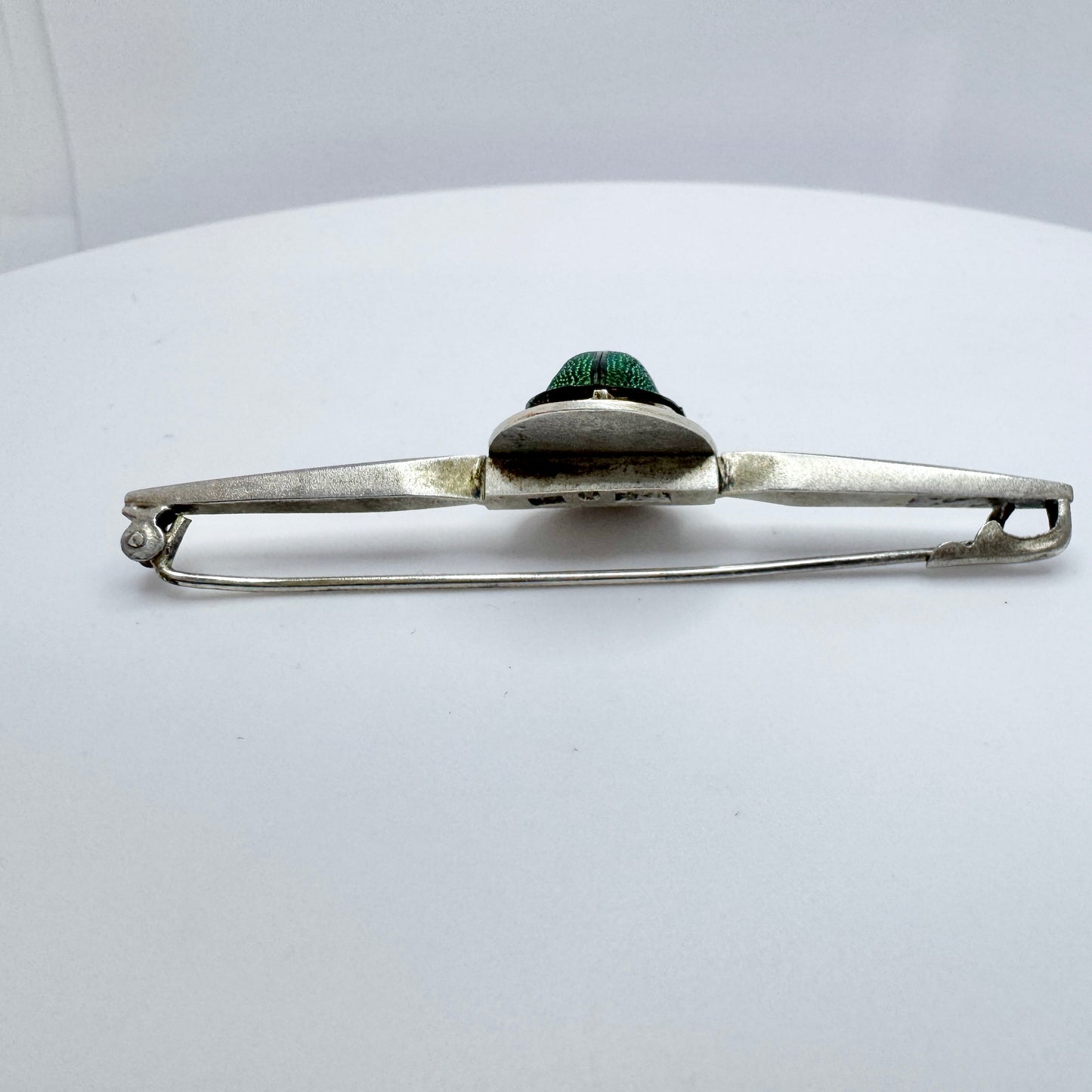 Wallin & Thorsen, Sweden 1945. Vintage Solid Silver Scarab Brooch.