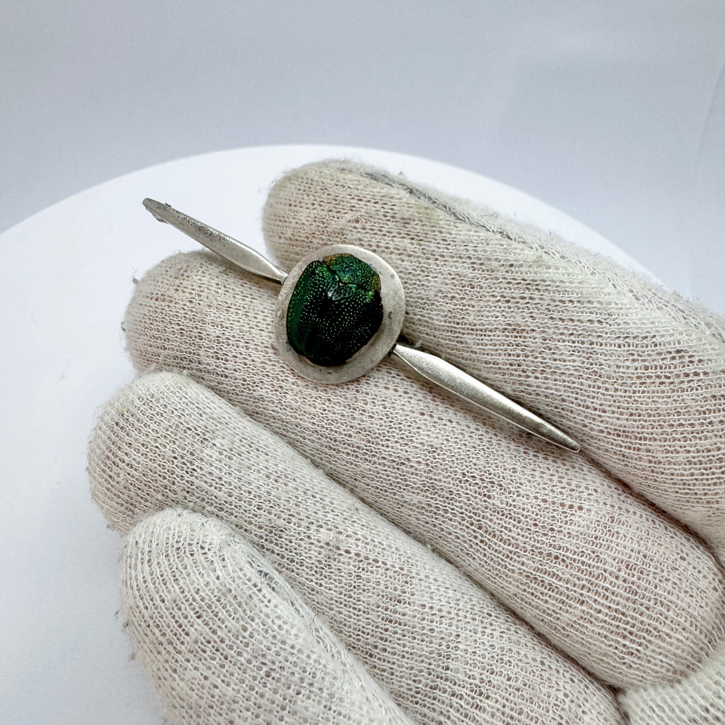 Wallin & Thorsen, Sweden 1945. Vintage Solid Silver Scarab Brooch.