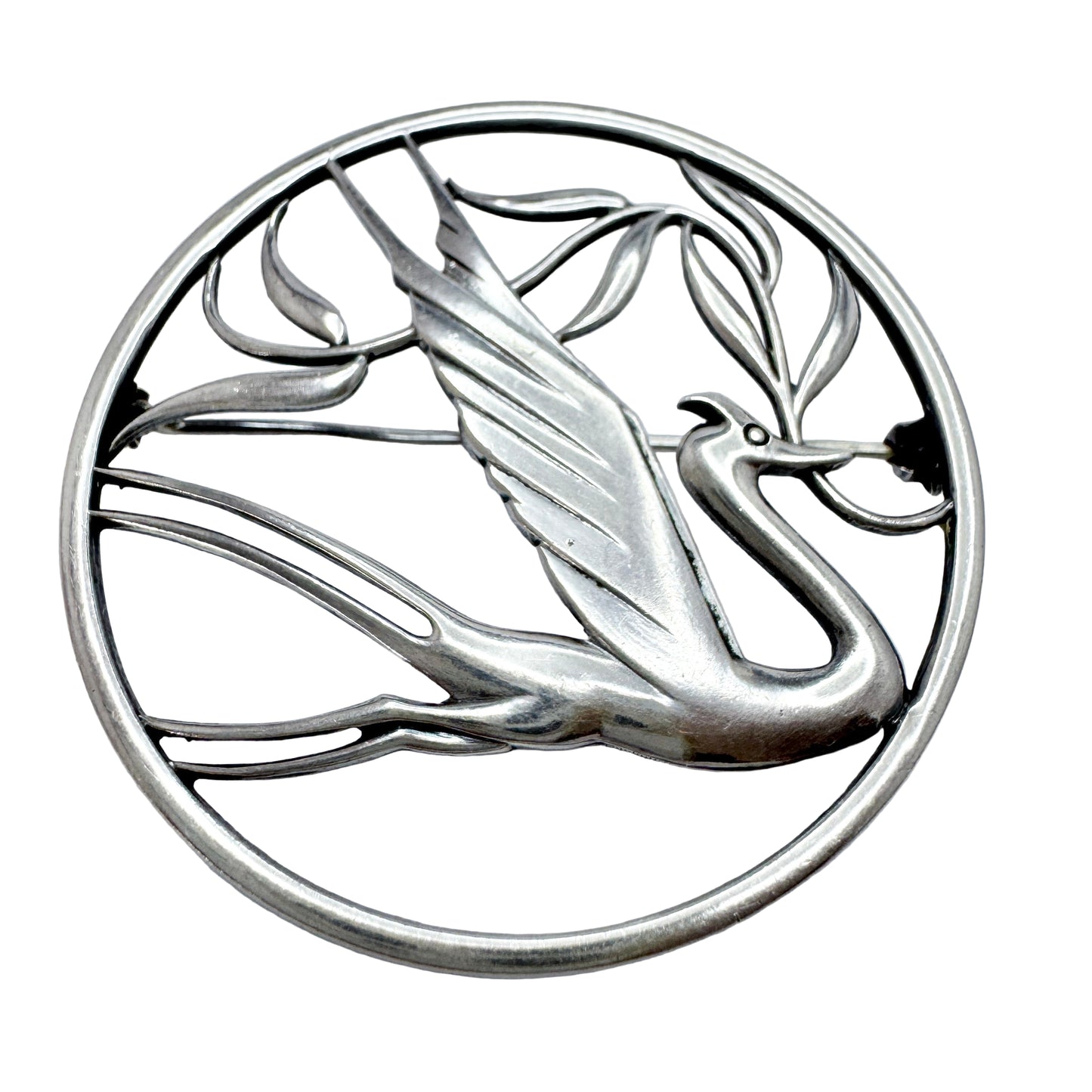 G Dahlgren, Sweden 1943. WW2-era Large Sterling Silver Peace Swallow Brooch