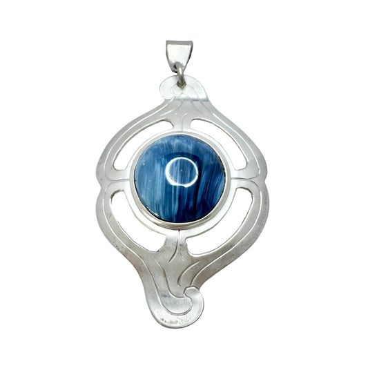 Grundström, Sweden 1985. Vintage Sterling Silver BErgslagen-stone Pendant.