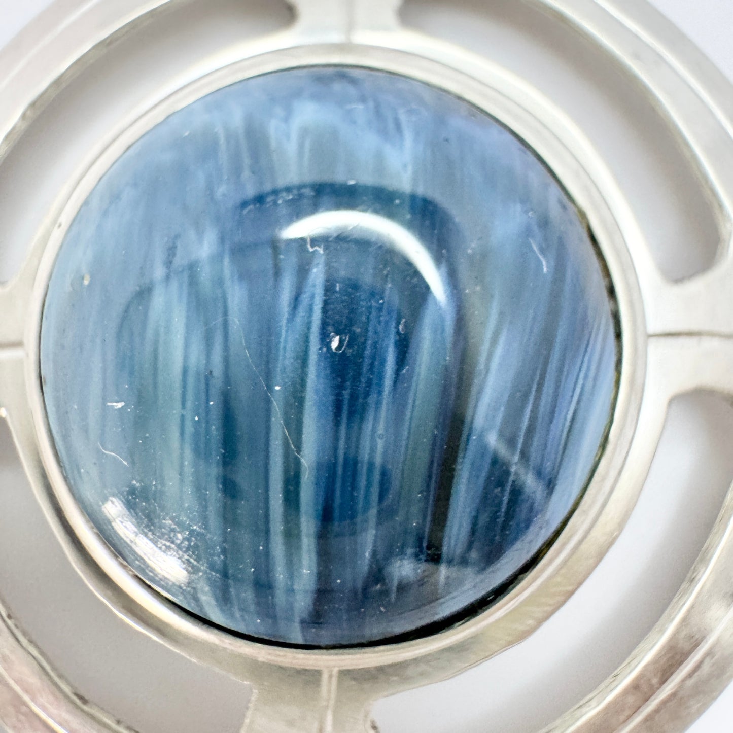 Grundström, Sweden 1985. Vintage Sterling Silver BErgslagen-stone Pendant.