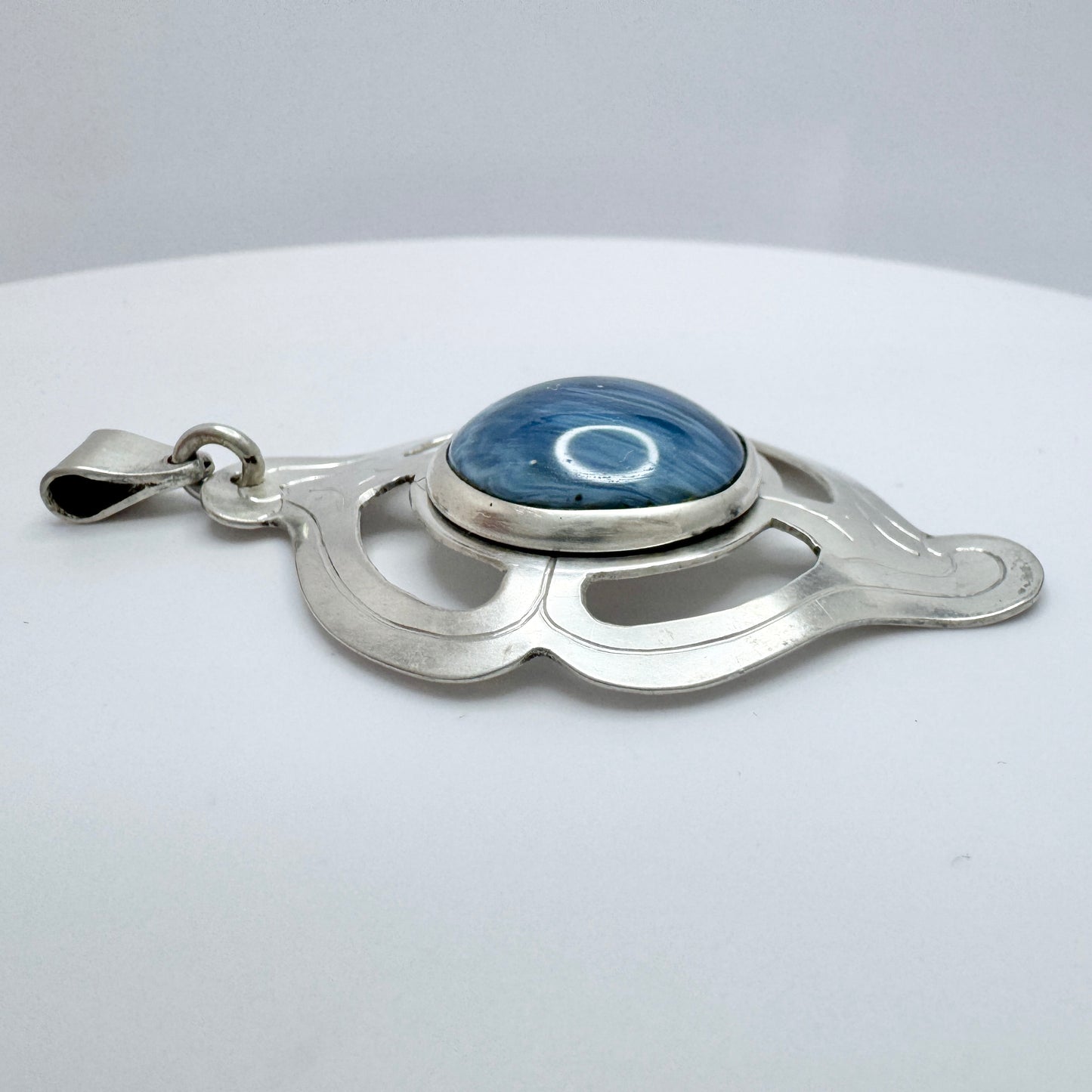 Grundström, Sweden 1985. Vintage Sterling Silver BErgslagen-stone Pendant.