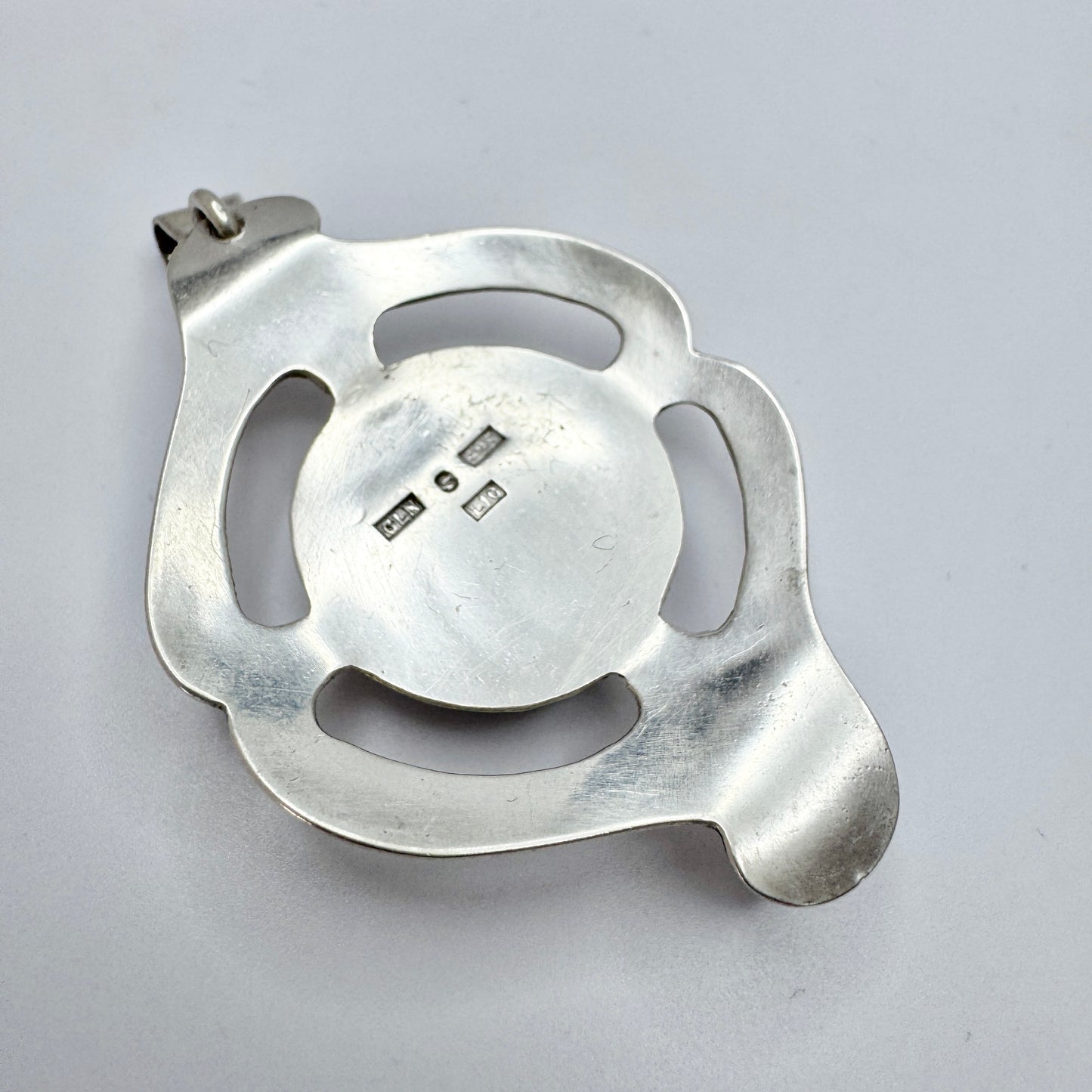 Grundström, Sweden 1985. Vintage Sterling Silver BErgslagen-stone Pendant.