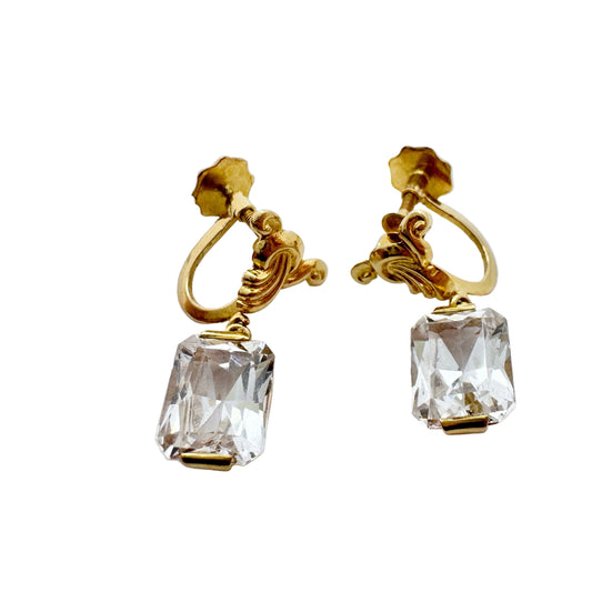 Oscar Waleby, Sweden 1953. Vintage 18k Gold Rock Crystal Earrings.