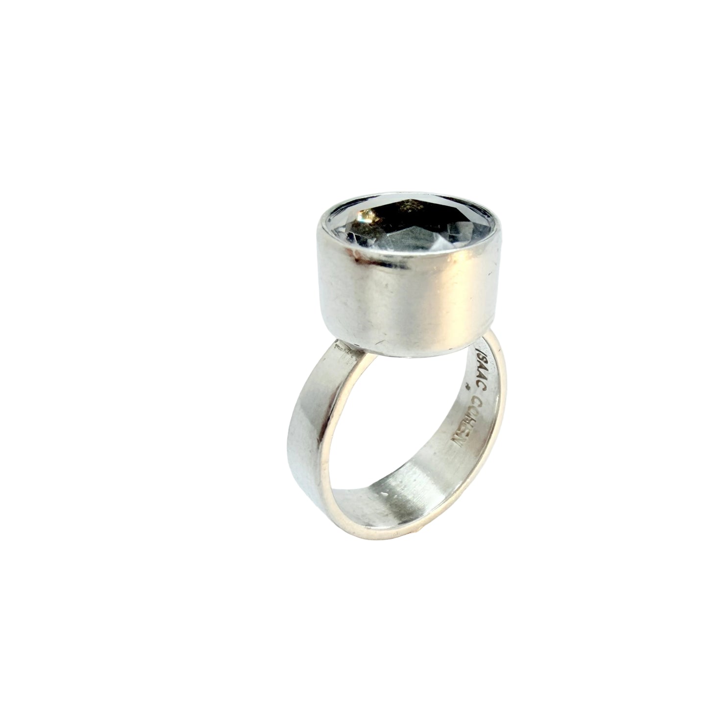 Isaac Cohen, Sweden 1967. Vintage Sterling Silver Rock Crystal Ring. Signed.