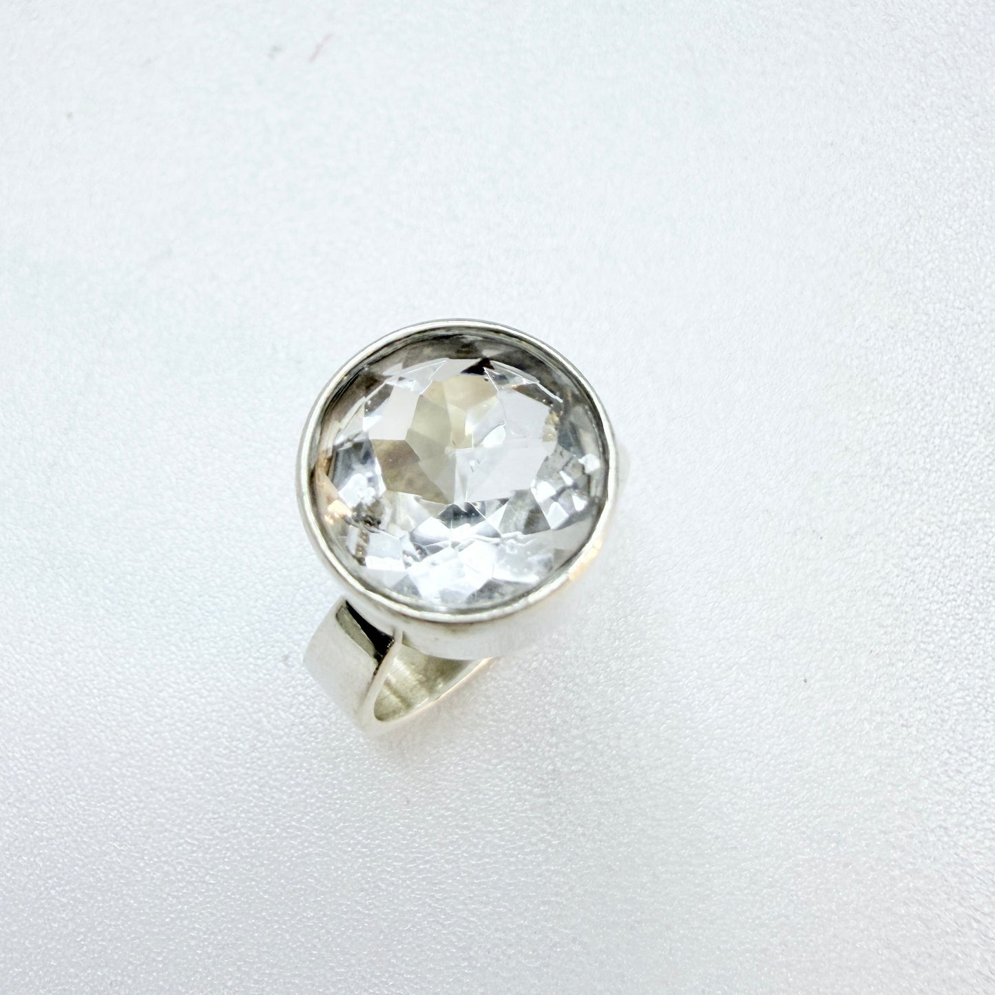 Isaac Cohen, Sweden 1967. Vintage Sterling Silver Rock Crystal Ring. Signed.