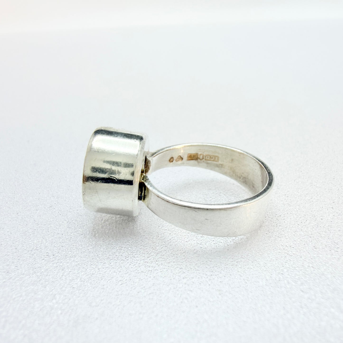 Isaac Cohen, Sweden 1967. Vintage Sterling Silver Rock Crystal Ring. Signed.