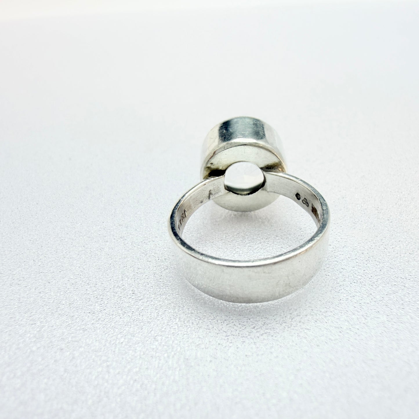 Isaac Cohen, Sweden 1967. Vintage Sterling Silver Rock Crystal Ring. Signed.