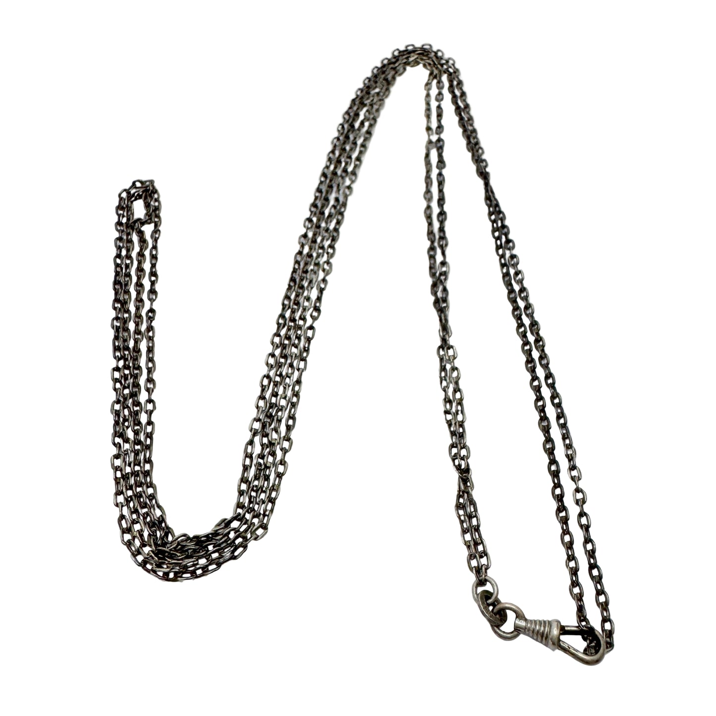 Antique 800 Silver 144cm / 56.7in Longuard Chain Necklace.