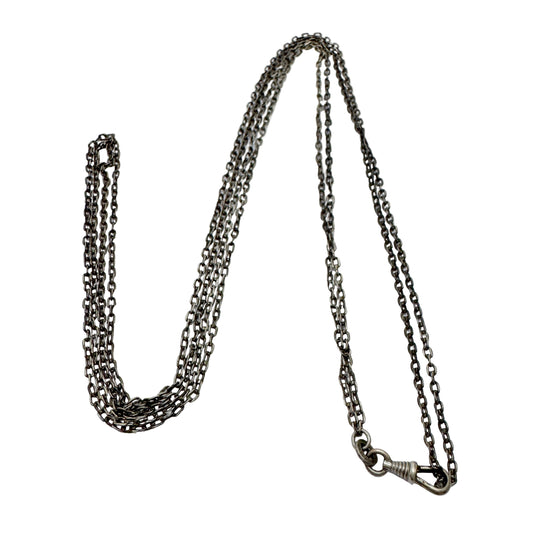 Antique 800 Silver 144cm / 56.7in Longuard Chain Necklace.