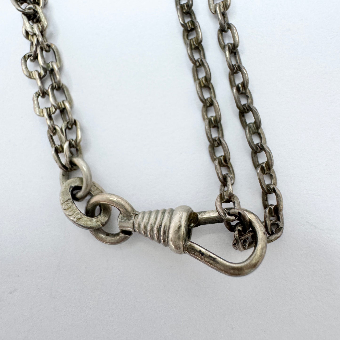 Antique 800 Silver 144cm / 56.7in Longuard Chain Necklace.