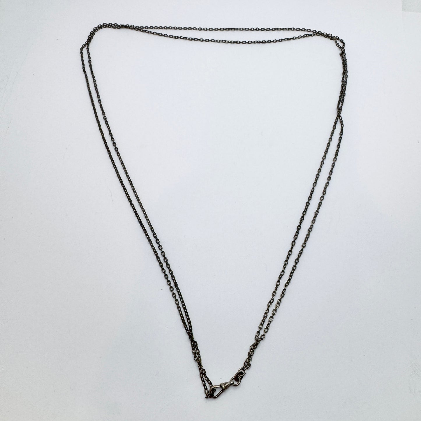 Antique 800 Silver 144cm / 56.7in Longuard Chain Necklace.