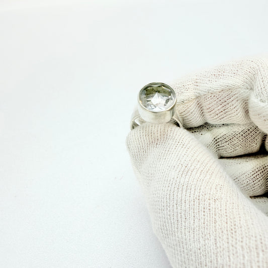 Isaac Cohen, Sweden 1967. Vintage Sterling Silver Rock Crystal Ring. Signed.