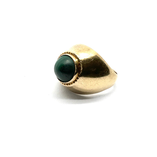 G Dahlgren, Sweden 1952 Vintage Mid-Century Modern 18k Gold Malachite Ring.