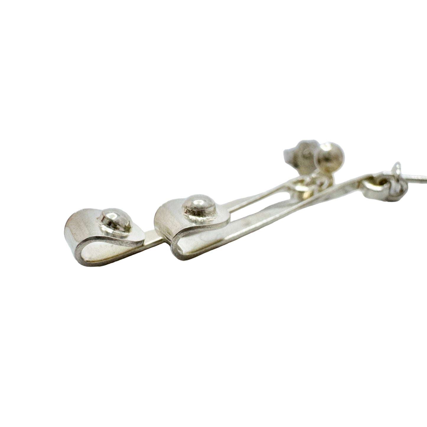 Germany ca 1970. Vintage Solid SIlver Earrings.