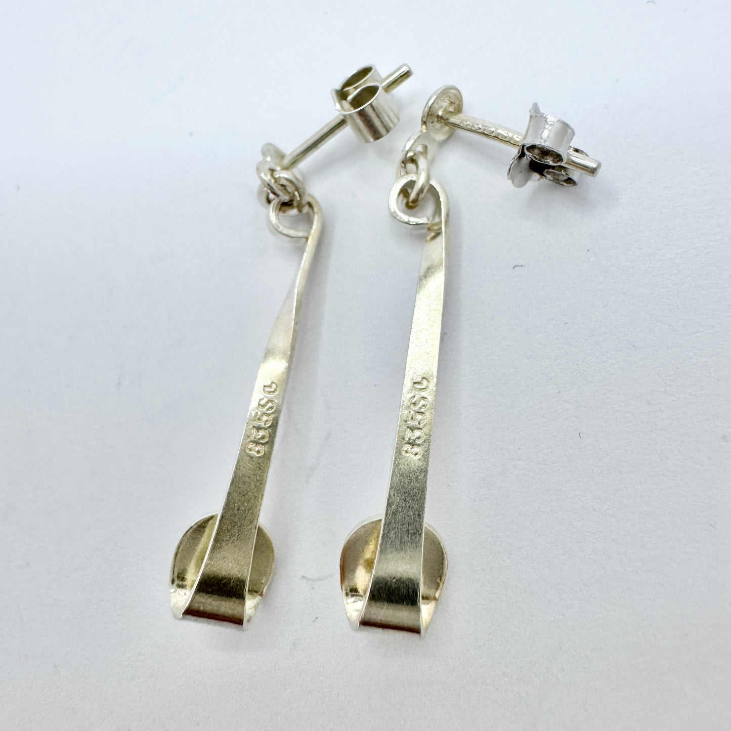 Germany ca 1970. Vintage Solid SIlver Earrings.