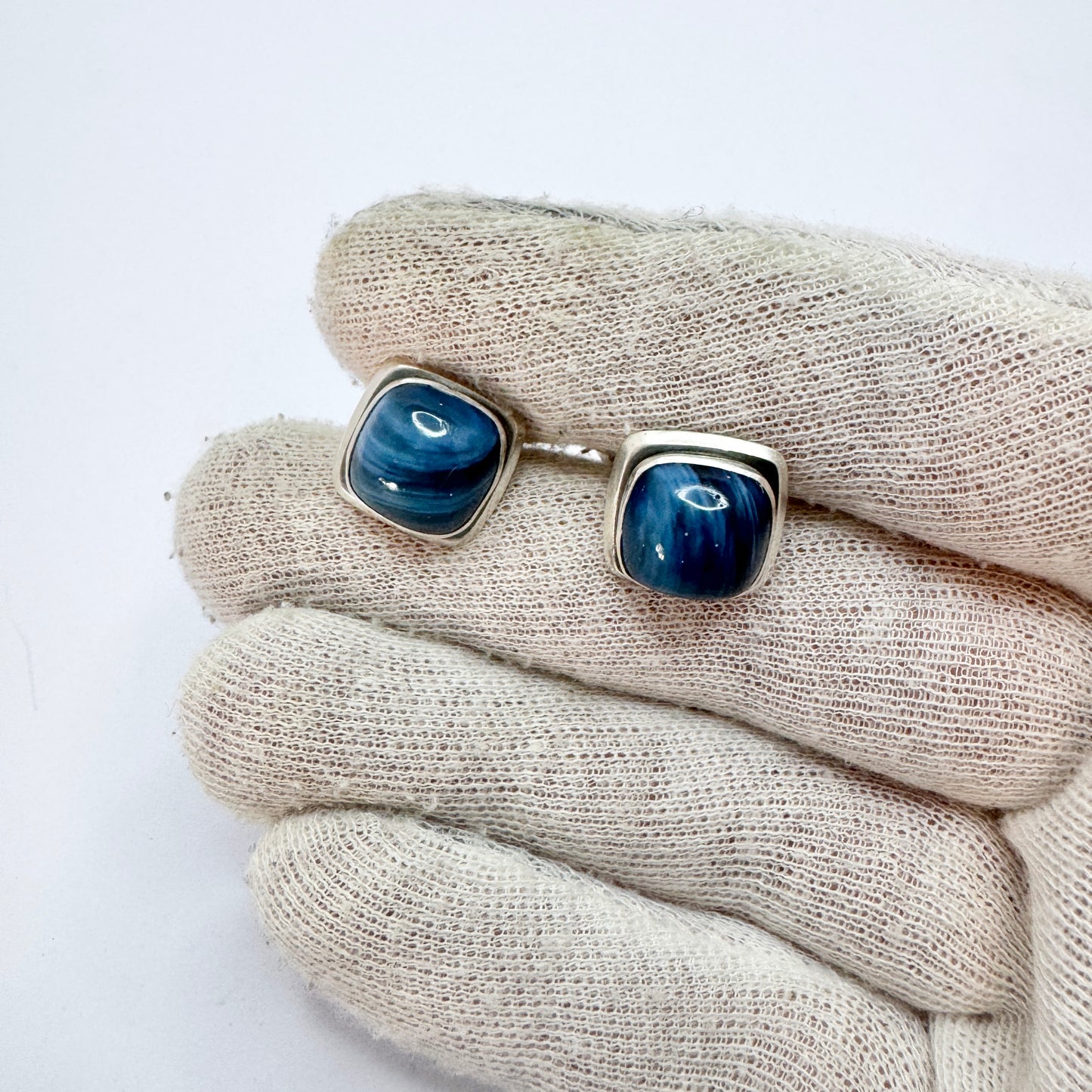 Victor Janson, Sweden 1964. Vintage Sterling Silver Bergslagen-stone Cufflinks.