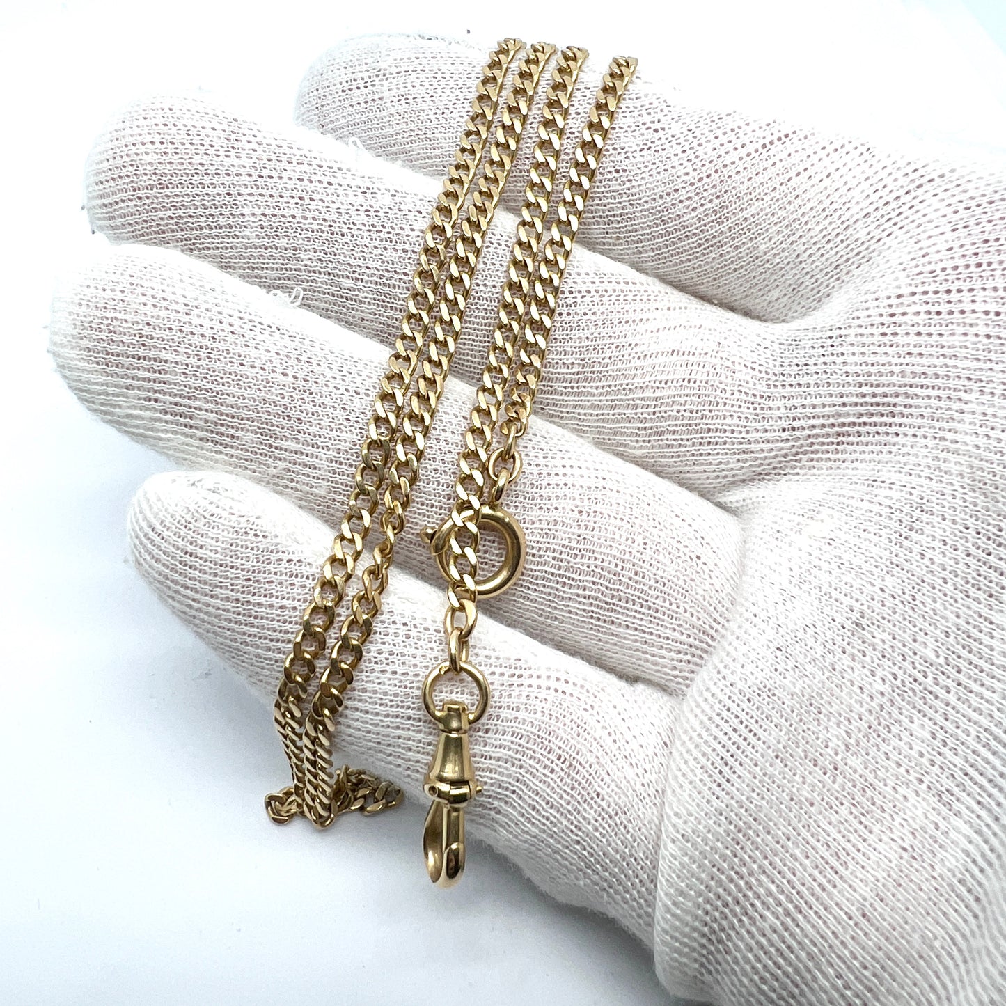 Sweden early 1900s. Antique 18k Gold Watch Chain in Perfect Necklace Length.