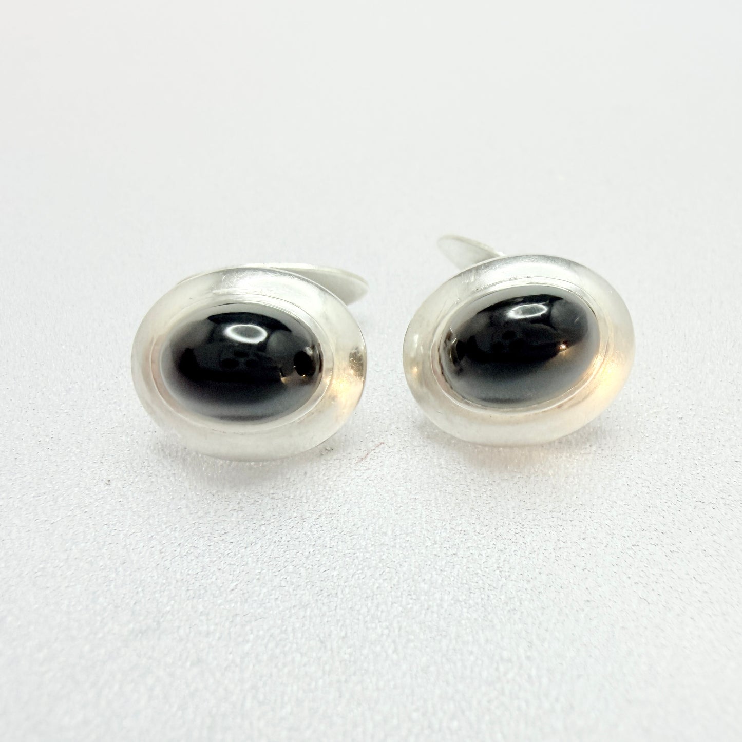 G Dahlgren, Sweden 1952. Vintage Sterling Silver Black Onyx Cufflinks.