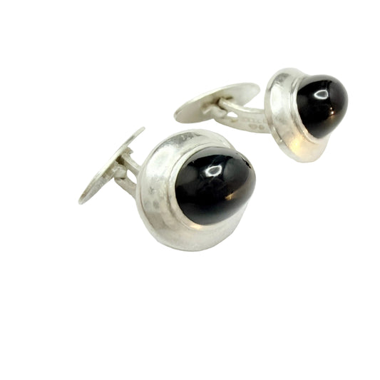 G Dahlgren, Sweden 1952. Vintage Sterling Silver Black Onyx Cufflinks.