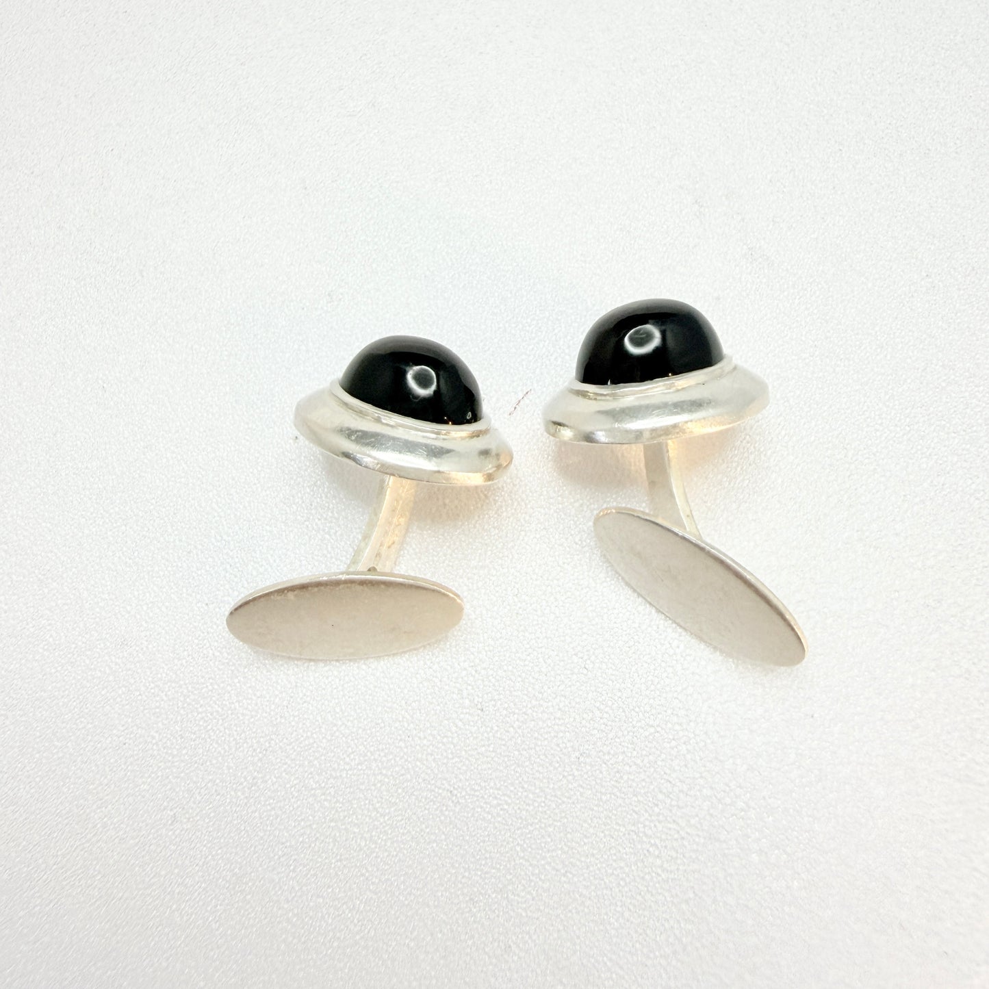 G Dahlgren, Sweden 1952. Vintage Sterling Silver Black Onyx Cufflinks.
