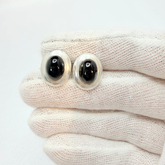 G Dahlgren, Sweden 1952. Vintage Sterling Silver Black Onyx Cufflinks.