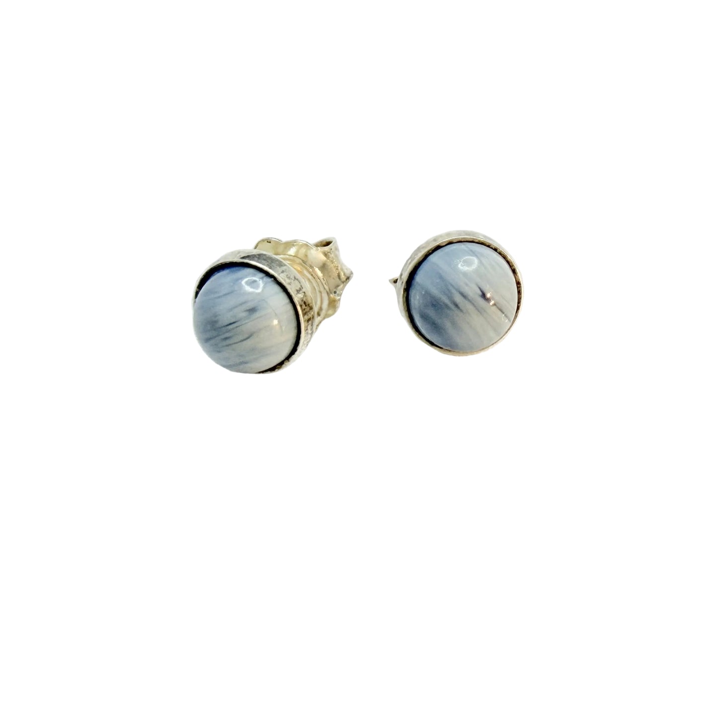 Sweden 1950-60s Solid Silver Bergslagen-stone Stud Earrings.