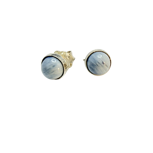 Sweden 1950-60s Solid Silver Bergslagen-stone Stud Earrings.