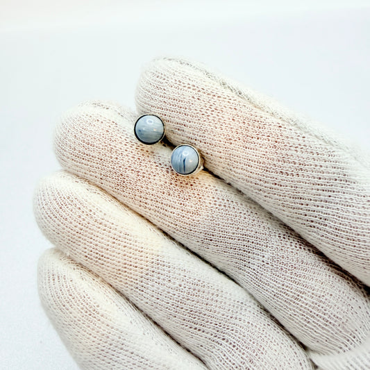 Sweden 1950-60s Solid Silver Bergslagen-stone Stud Earrings.
