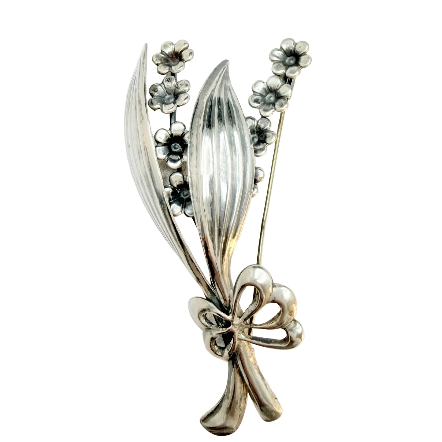 Kaplan, Sweden 1948. Large 82mm Solid Silver Flower Bouquet Brooch.