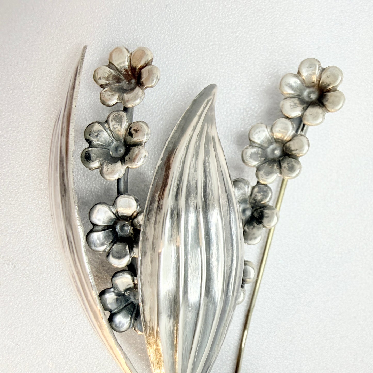 Kaplan, Sweden 1948. Large 82mm Solid Silver Flower Bouquet Brooch.