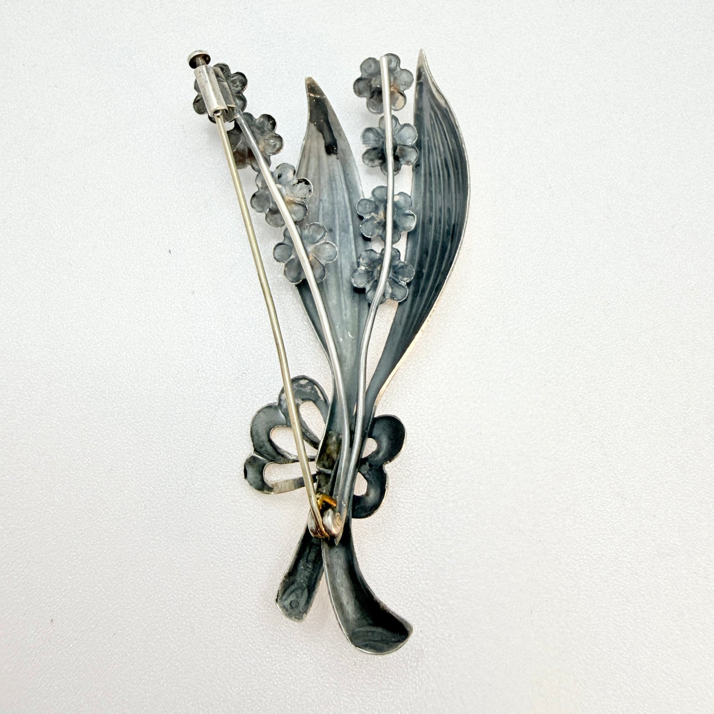 Kaplan, Sweden 1948. Large 82mm Solid Silver Flower Bouquet Brooch.