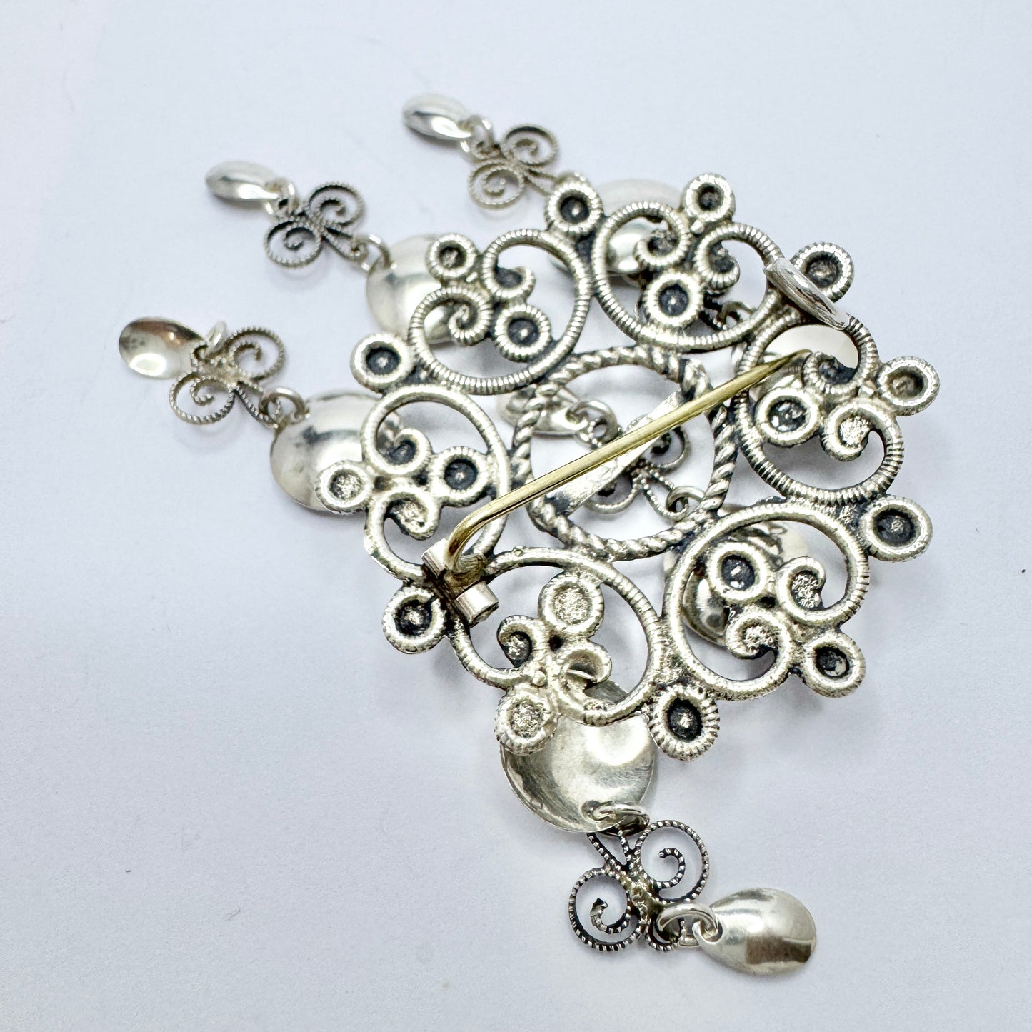 Elvik & Co, Norway. Vintage Sold Silver Traditional Bunads-Sølje Brooch.