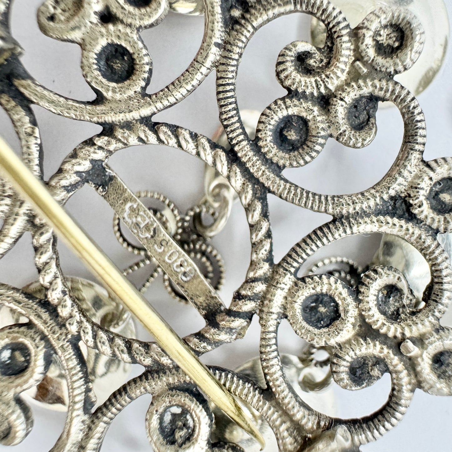 Elvik & Co, Norway. Vintage Sold Silver Traditional Bunads-Sølje Brooch.