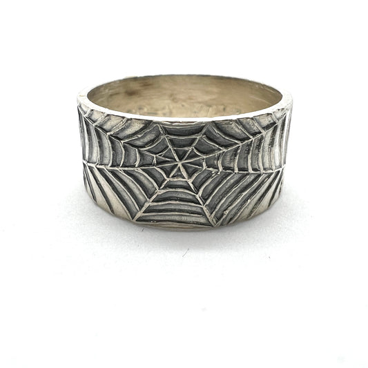 Aleksi Saviala, Finland 1973. Vintage Sterling Silver Spider Web Unisex Ring.