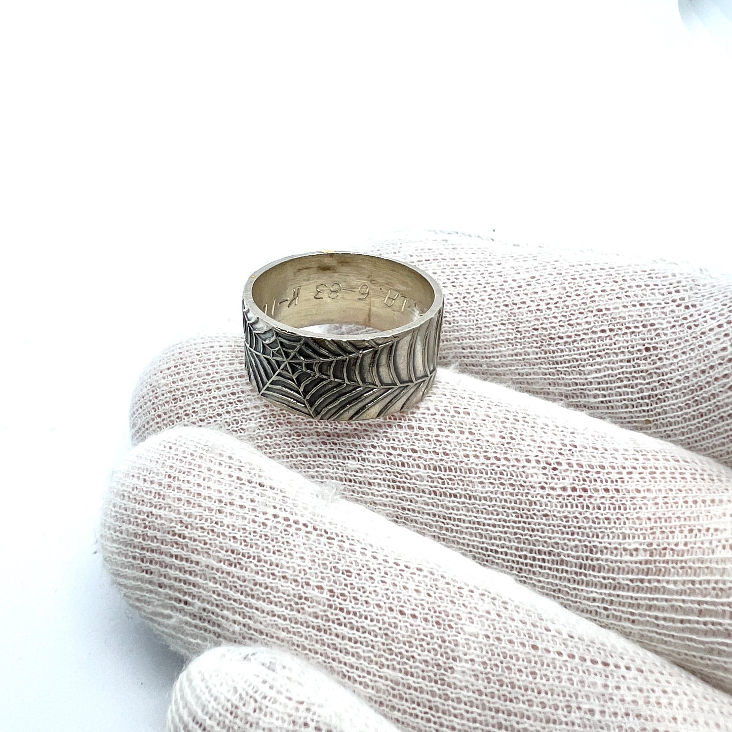 Aleksi Saviala, Finland 1973. Vintage Sterling Silver Spider Web Unisex Ring.