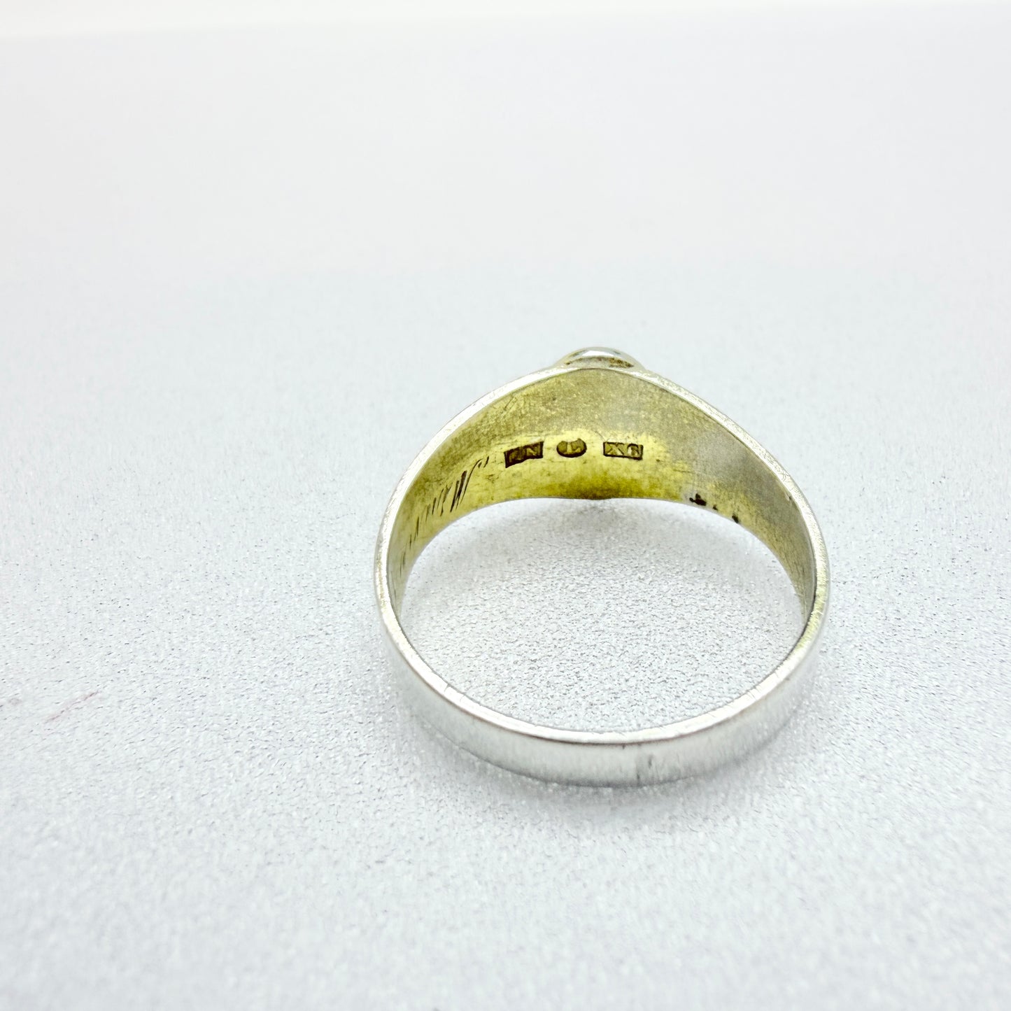 Sweden year 1900. Antique Solid Silver Men's Memory Signet Ring.