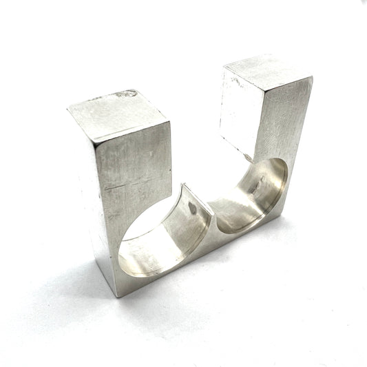 Sweden year 1960. Vintage Modernist Sterling Silver Double Finger Ring.