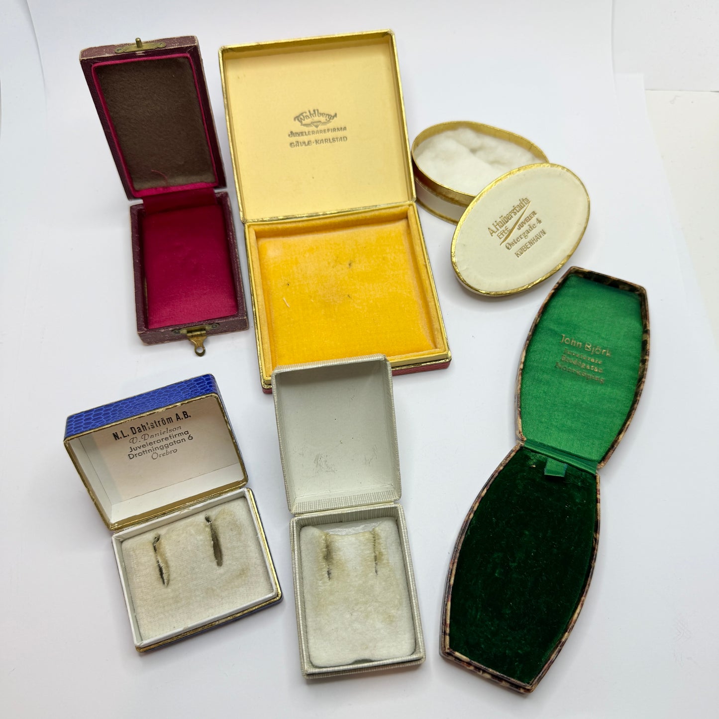 6 Vintage Scandinavian Jewelry Boxes. c 1940-50s