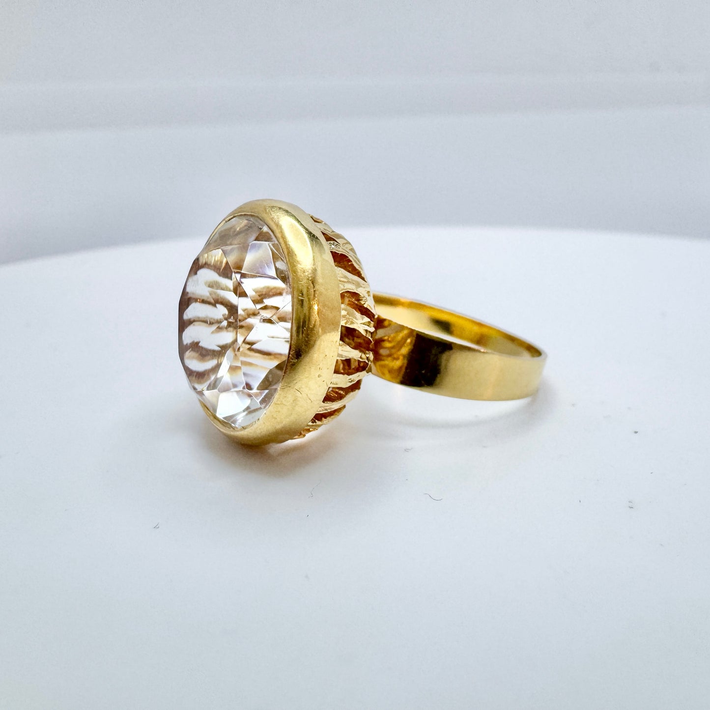 Bengt Hallberg, Sweden 1974. Bold Vintage 18k Gold Rock Crystal Ring