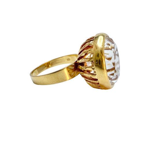 Bengt Hallberg, Sweden 1974. Bold Vintage 18k Gold Rock Crystal Ring