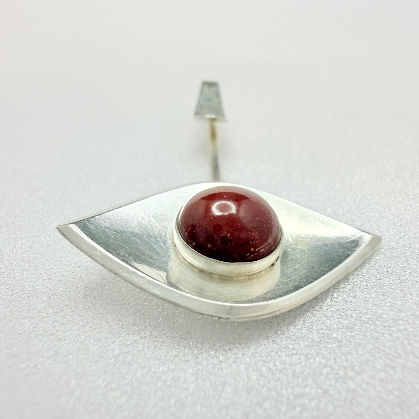 Ceson, Sweden year 1960. Sterling Silver Red Hardstone Pendant.