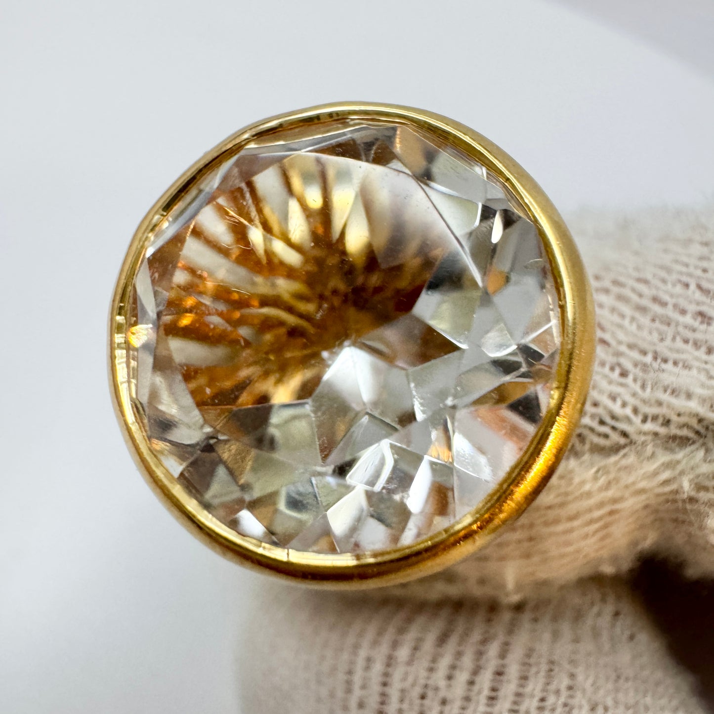 Bengt Hallberg, Sweden 1974. Bold Vintage 18k Gold Rock Crystal Ring