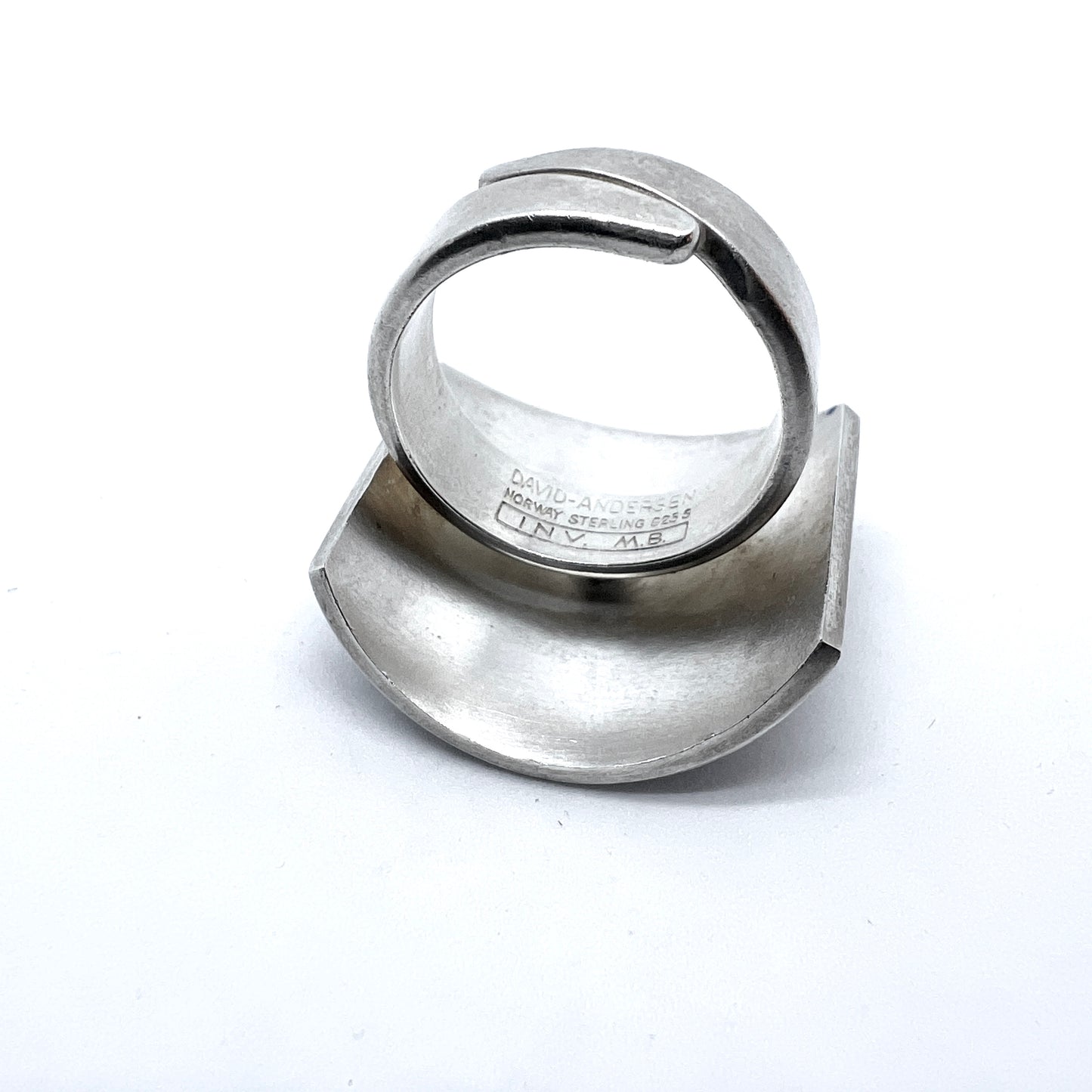 David Andersen, Norway. Bold Vintage Sterling Silver Blue Enamel Adjustable Size Ring.