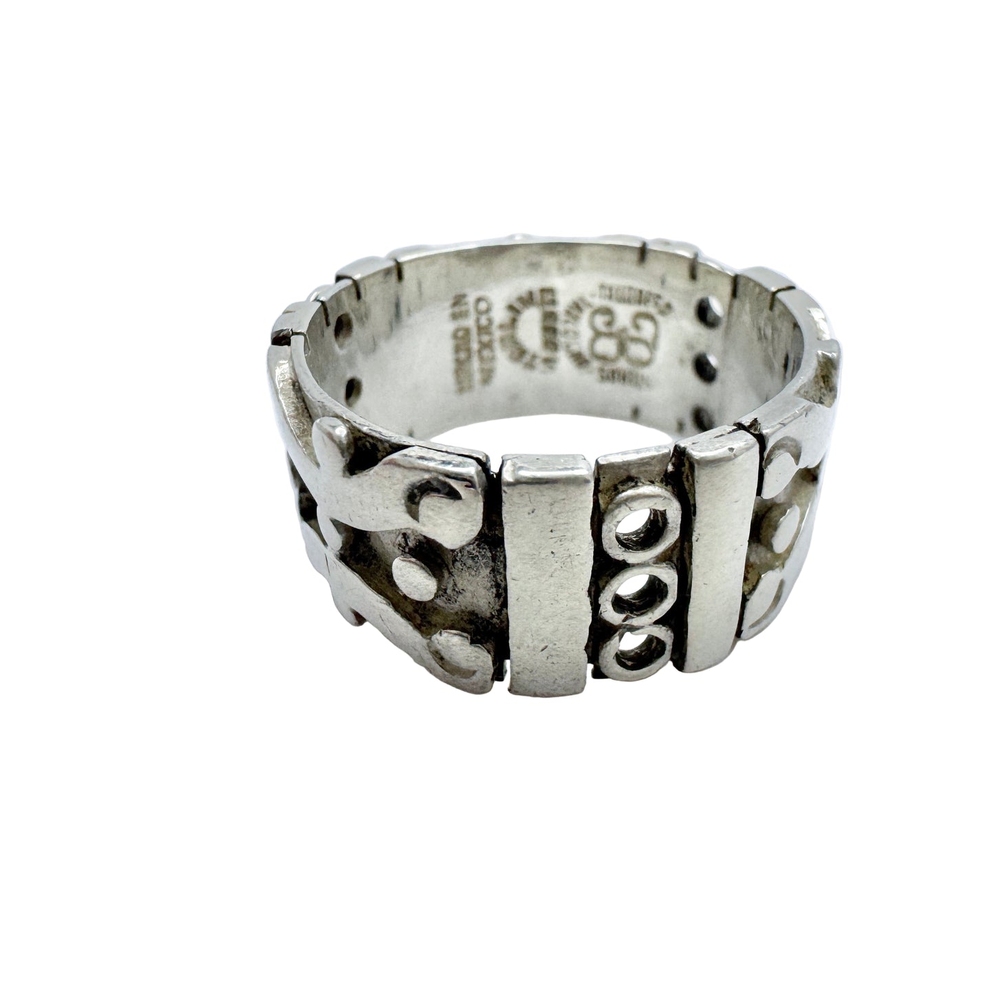 Los Ballesteros Taxco, Mexico. Vintage Mid-century Sterling Silver Band Ring. Size 11